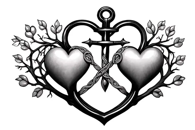  Anchor  a big heart and a little heartThe Celtic Sisters Knot infinity and paw tree all intertwined tattoo design idea