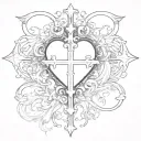 Gothic heart crosses angels tattoo design idea