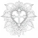 Gothic heart crosses angels tattoo design idea