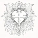 Gothic heart crosses angels tattoo design idea