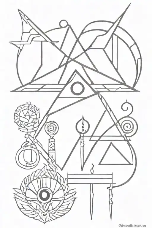 bindrune and eye of horus holding tattoo design idea