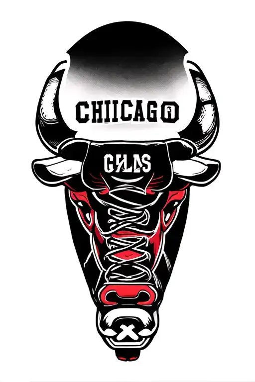Chicago Bulls logo combined with jordan logo or shoes.  tattoo design idea