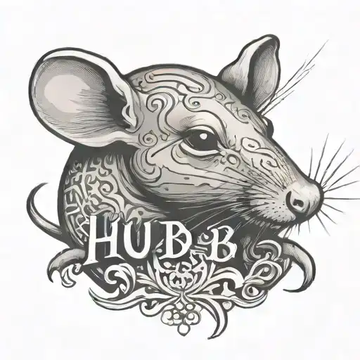 rat with an inscription "hub" tattoo design idea