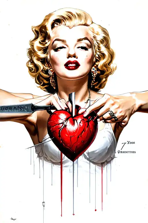 marilyn monroe stabbing a heart tattoo design idea