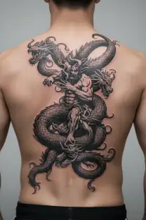 Hercules fighting Hydra dragon tattoo design idea