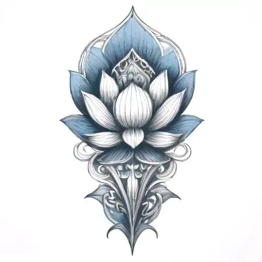 lotus blue tattoo design idea
