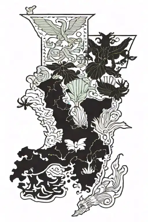 Outline Of Louisiana State With Louisiana In The Center. With Louisiana Symbolism such as alligators, crawfish, swamp. tattoo design idea