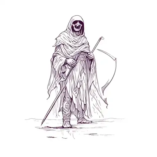 a grim reaper holding a scythe tattoo design idea
