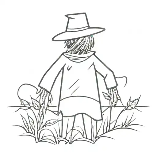 scarecrow alone in the field  tattoo design idea