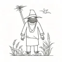scarecrow alone in the field  tattoo design idea
