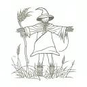 scarecrow alone in the field  tattoo design idea