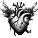 mechanical heart with wings tattoo design idea