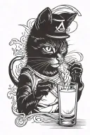 anarchist cat molotov cocktail tattoo design idea