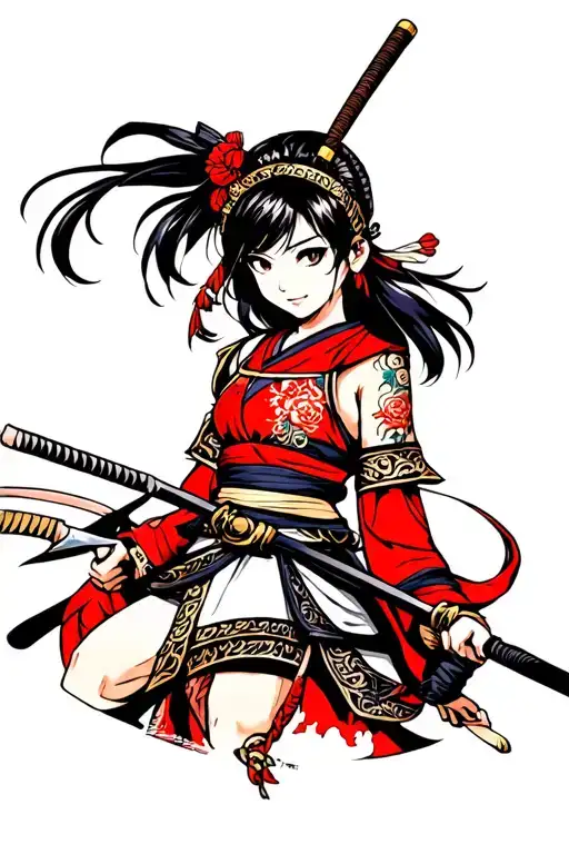 manga samurai girl tattoo design tattoo design idea