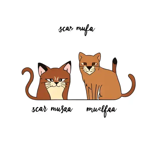 two cats and the names scar and mufasa cute tattoo design idea