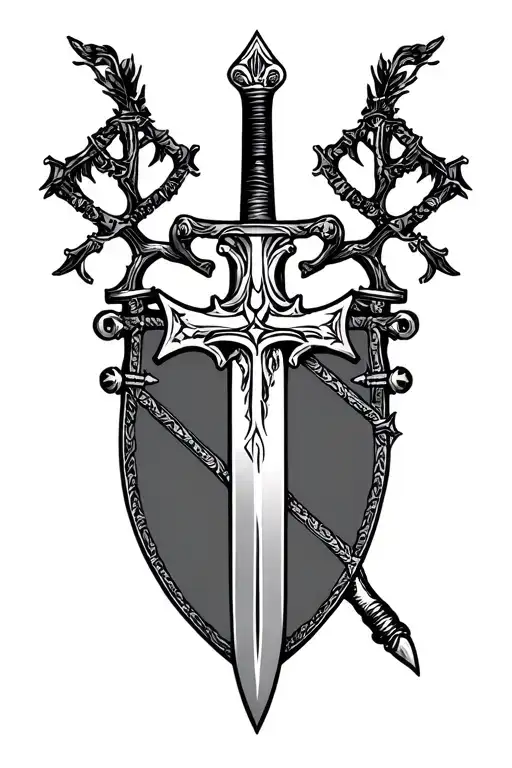 punjabi war sword shield cross royalty tattoo design idea