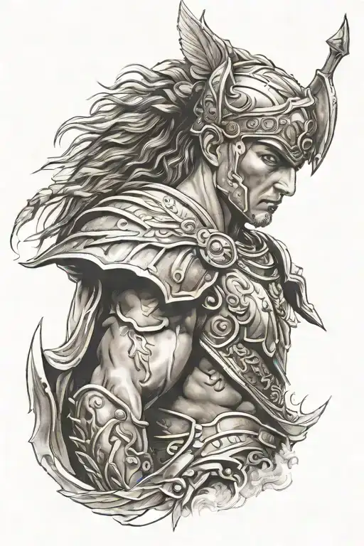 boy hero Achilles tattoo design idea
