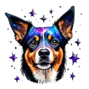 Dog rememberance tattoo featuring galaxy filled with stars tattoo design idea