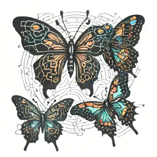 3 butterfly flying tattoo design idea