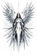 Cyber sigilism angel tattoo design idea