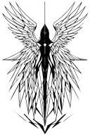 Cyber sigilism angel tattoo design idea