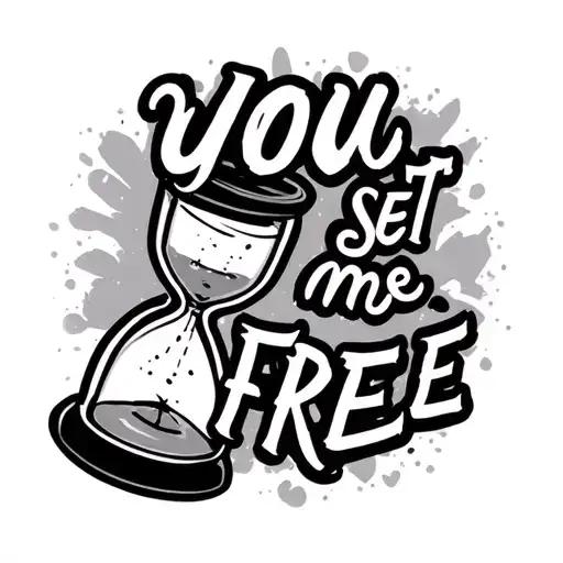 "You set me free" girly hour glass for recovering addict tattoo design idea