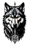 Nordic wolf and compass tattoo design idea