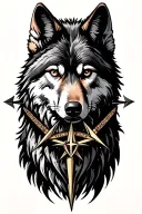 Nordic wolf and compass tattoo design idea