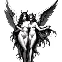 Angel and devil tattoo design idea