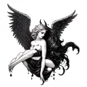 Angel and devil tattoo design idea