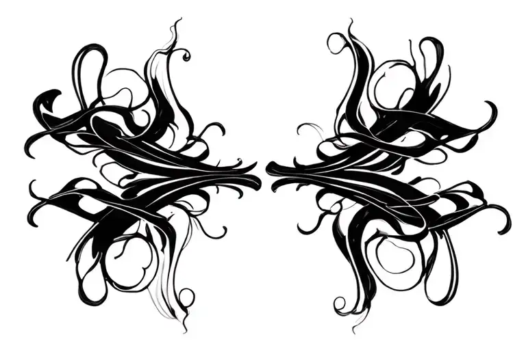  Smooth, ribbon-like curves resembling smoke or liquid calligraphy. Elegant, soft motion, minimalistic and clean. tattoo design idea