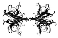  Smooth, ribbon-like curves resembling smoke or liquid calligraphy. Elegant, soft motion, minimalistic and clean. tattoo design idea