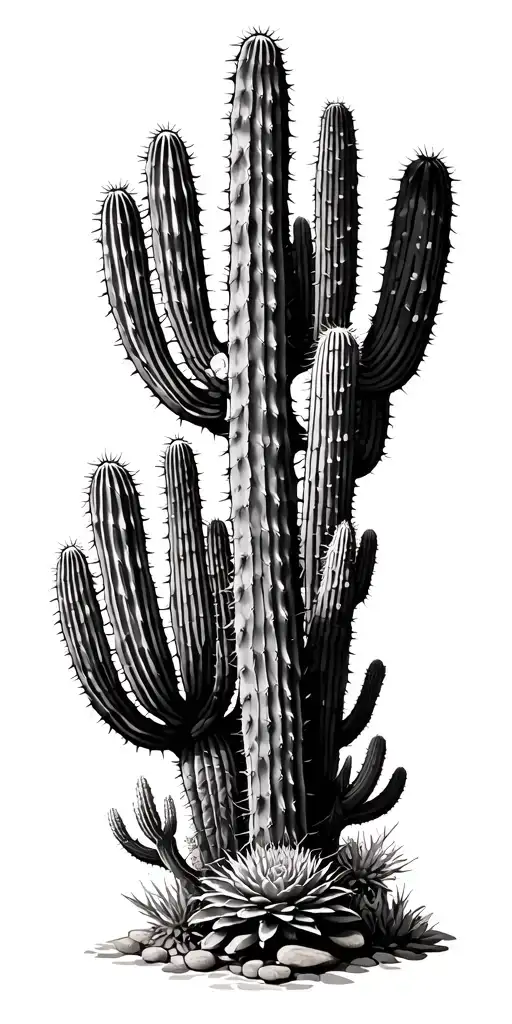 arizona landscape filled with cacti tattoo design idea