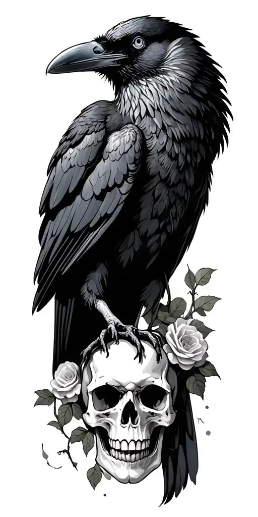 vine crow and skulls around arm tattoo tattoo design idea