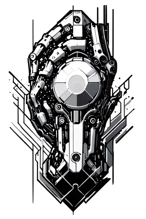 biomech bionic cyborg arm tattoo design idea