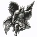 warrior crusader man angel tattoo design idea