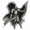 warrior crusader man angel tattoo design idea