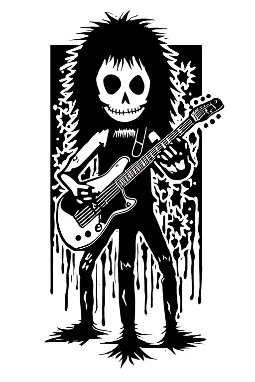 voodoo doll slash playing guitar tattoo design idea
