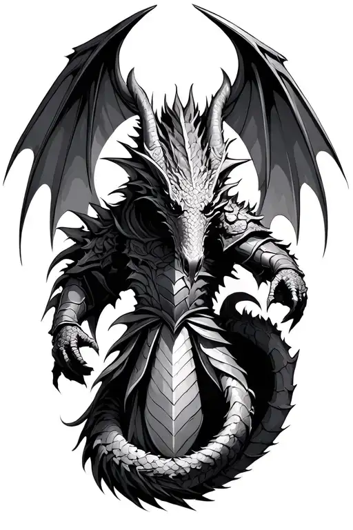 fantasy, epic, dragon, gothic, castle, knight tattoo design idea