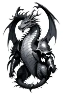 fantasy, epic, dragon, gothic, castle, knight tattoo design idea