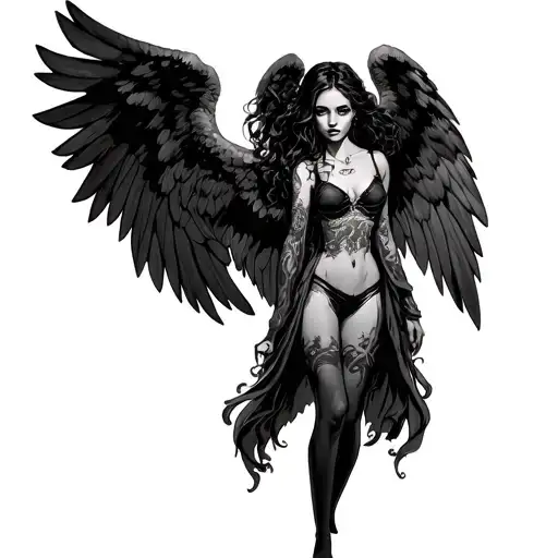 girl who cheated death angel tattoo design idea