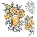 carton orange juice and flowers  tattoo design idea