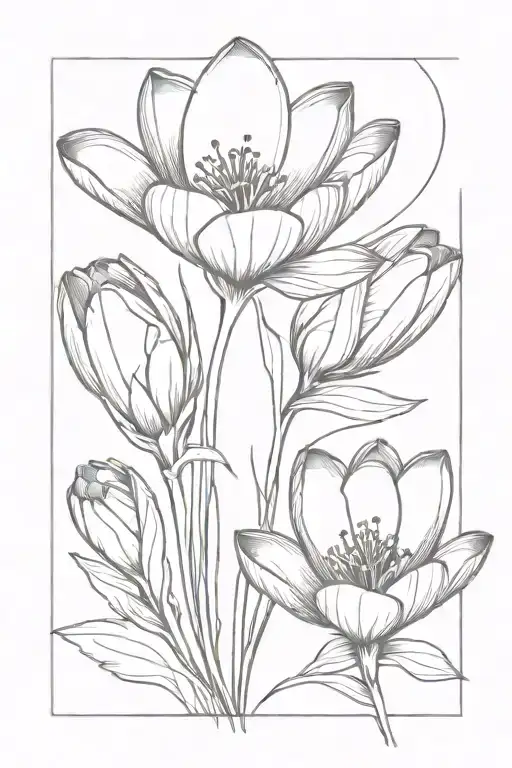 geometric crocus flower tattoo design idea
