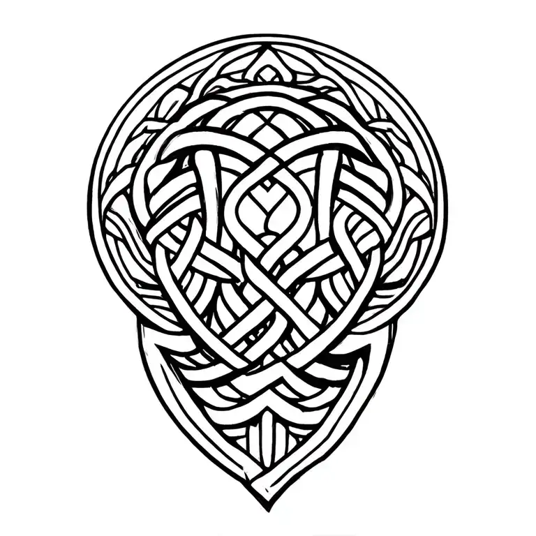 Dwarven knot, circle, sycamore tree tattoo design idea