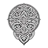 Dwarven knot, circle, sycamore tree tattoo design idea