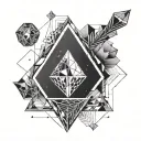 space geometric diamond shaped line tattoo design idea