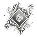 space geometric diamond shaped line tattoo design idea