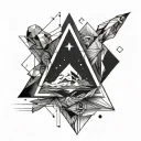 space geometric diamond shaped line tattoo design idea