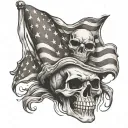 American weathered flag with evil skull tattoo design idea