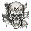 American weathered flag with evil skull tattoo design idea